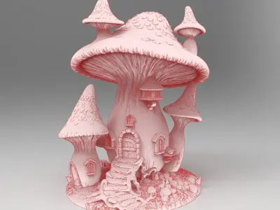 Mushroom house 3D print model buy