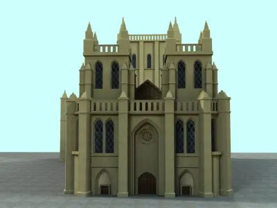 Cathidral cathedral in middle of sky 3D model