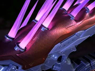 Needler weapon with spikes Low-poly 3D model