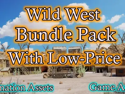 Wild West Town Game Assets Bundle Pack - Lowpoly 3D PBR Models Low-poly 3D model