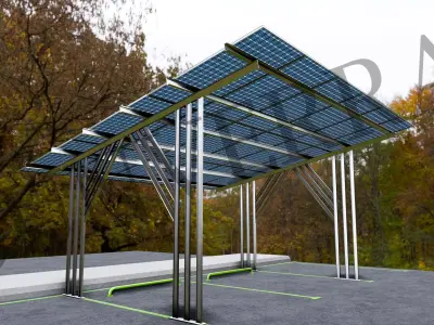 Lowpoly Solar Carport-N Types-Steel Structure Low-poly 3D model