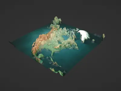North America Map Topography Low-poly 3D model