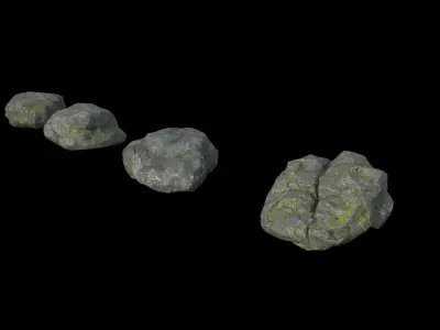 Rockset01 four rocks Low-poly 3D model