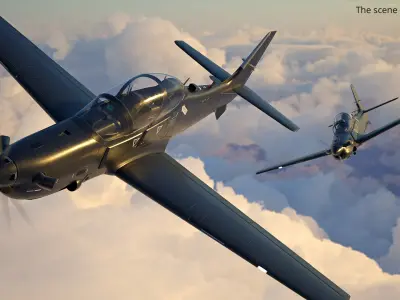  Unarmed Patrolling Turboprop Aircraft Rigged for Cinema 4D 