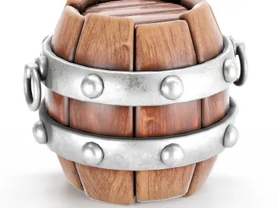 Stylized barrel pack game rady 3d model Low-poly 3D model