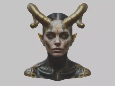 Alien Demon HR Giger Woman Scifi Head Bust  Low-poly 3D model