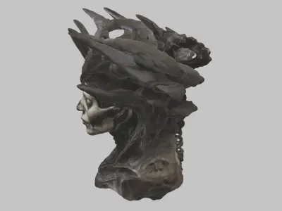 HR Giger Woman Scifi Head Bust Low-poly 3D model