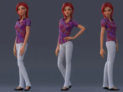 Violet ver 2 Cartoon Girl Low-poly 3D model
