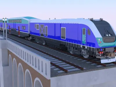 BiLevel train station and viaduct 3D Model Pack