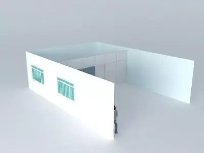 Partition with sliding door and glass Free 3D model