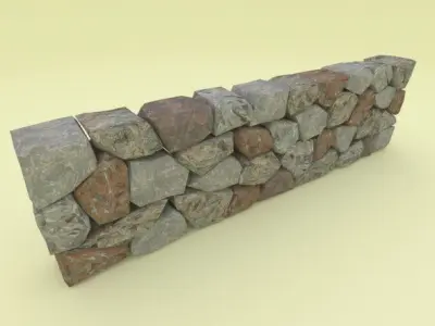 Low Poly Stone Wall Segment 3D model