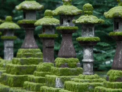 Japanese Lanterns 3d Scene 3D model