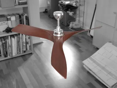  3D Wooden Ceiling Fan 3D model