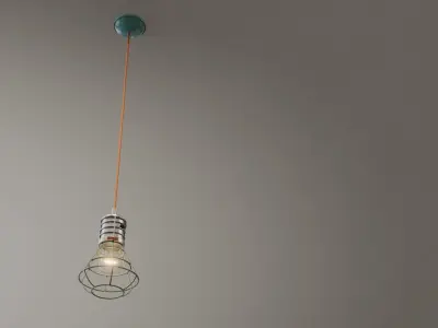 Industrial lamp with an orange cord 3D model