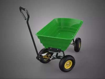 FOUR 4 WHEELS HEAVY DUTY GREEN GARDEN CART WHEELBARROW PLASTIC 3D model