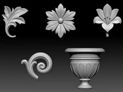 Five Free Ornament Brushes Alphas and 3D Models Free 3D model