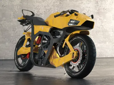 Futuristic motorcycle Low-poly 3D model