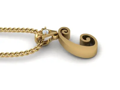 Alphabet V3 Light Gold  Font Pendant C 3D print model
