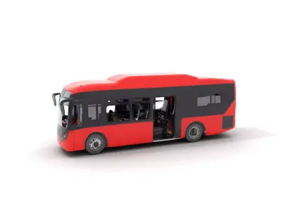 Urban Red Bus model pack Low-poly 3D model