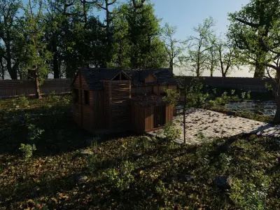 Abandoned Cabin Scene 3D model