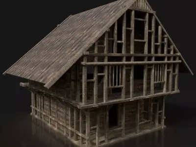 Next Gen AAA FANTASY MEDIEVAL VIKING WOODEN TOWN HOUSE Low-poly 3D model