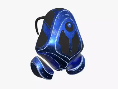 SciFi Backpack H06 Blue Metal - Fashion Character Design Low-poly 3D model