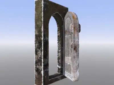 Medieval Dungeon or castle door Low-poly 3D model
