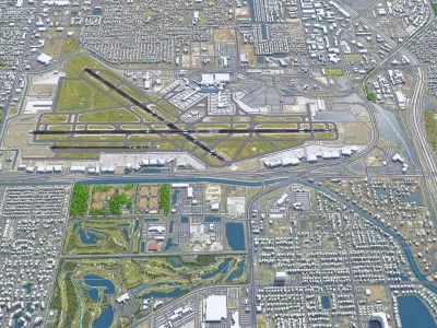 West Palm Beach Airport 10km Low-poly 3D model