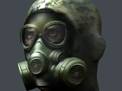 Gas mask helmet 3d model military combat Low-poly Low-poly 3D model