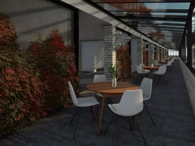 3D model of the cafe terrace in 2 versions 3D model