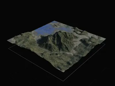 8K Gaea lake and height map texture Low-poly 3D model