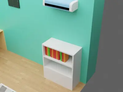 Low-Poly Room with desk and chair Low-poly 3D model