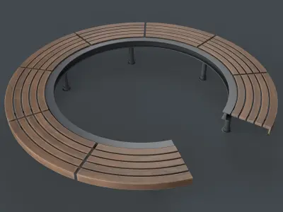 Modern Outdoor Bench 105 PBR Game Ready Low-poly 3D model