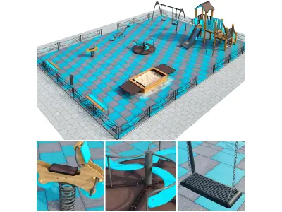Stylish turquoise playground 3D model
