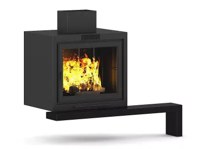 Wall Fireplace with Shelf 3D model