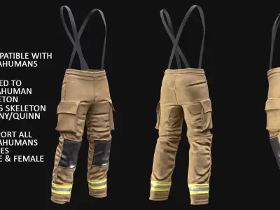 Firefighter Pants 234 - All MH Bodies - UE5 Skeletons - Rigged Low-poly 3D model