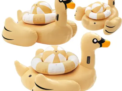 swimline giant golden goose float with ring and ball 3D model