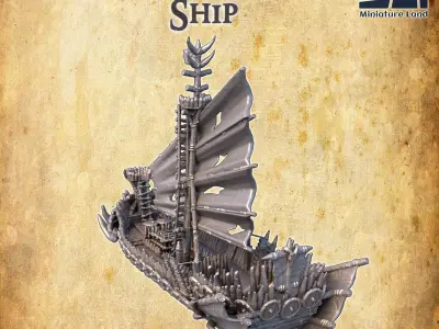 Orc Raiding Ship Tabletop Terrain 28 MM 3D print model