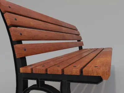 Street Bench Low Poly  3DModel Low-poly 3D model