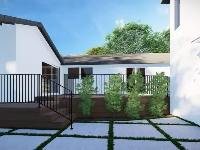 3D Exterior Scene 3D model design garden and landscape 3D  3D model get