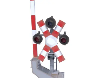 Rail Crossing Traffic Light Weathered 2 3D model