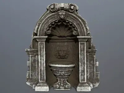 fountain gothic style toilet with ornate design Low-poly 3D model