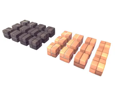 Cube World Brick Block - Proto Series Low-poly 3D model
