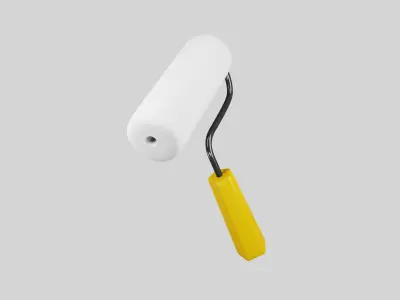 Paint roller  with plastic handle 3D model