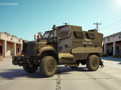  Armored Police Rescue Vehicle Black Rigged for Maya 