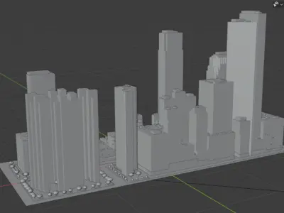 City Downtown Skyscraper Low-poly 3D model