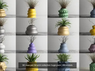 90 vase pot 3d print collection huge pack