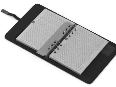 Leather Black Organizer Open 3D model