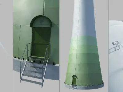 Wind Turbine Animated Riged Model Low-poly 3D model