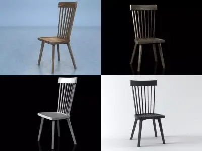 Gray four different chairs 3D model